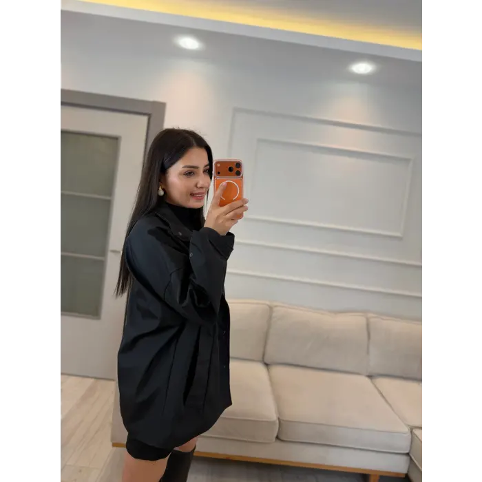 Çıtçıt Düğmeli Astarlı Oversize Premium Ceket
