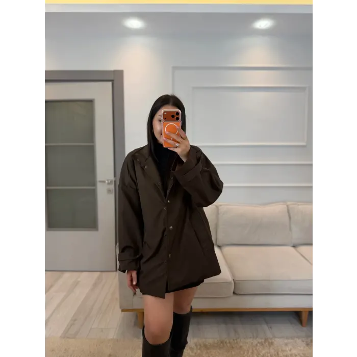 Çıtçıt Düğmeli Astarlı Oversize Premium Ceket