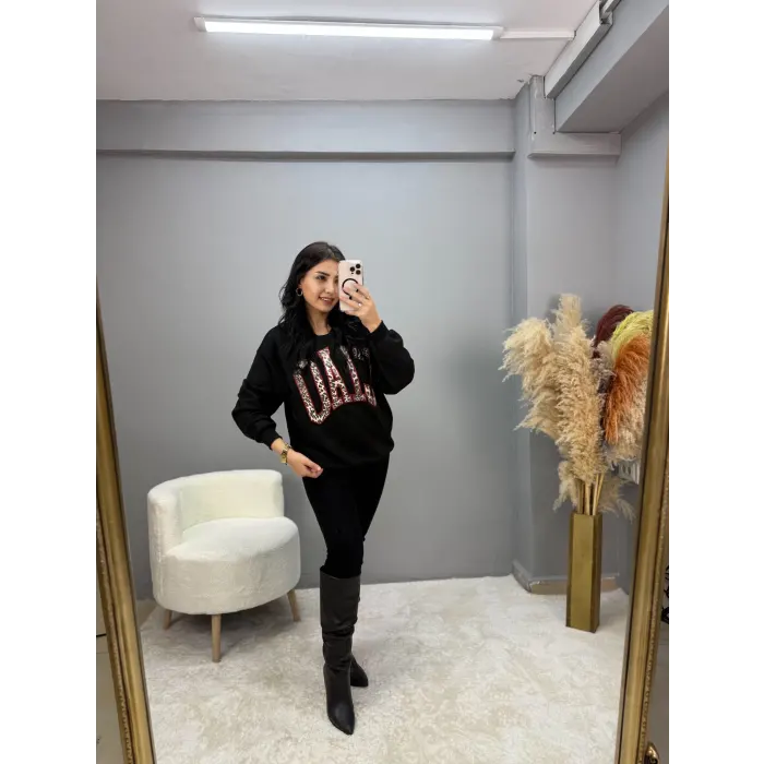 Clao Leopar Detaylı Sweatshirt