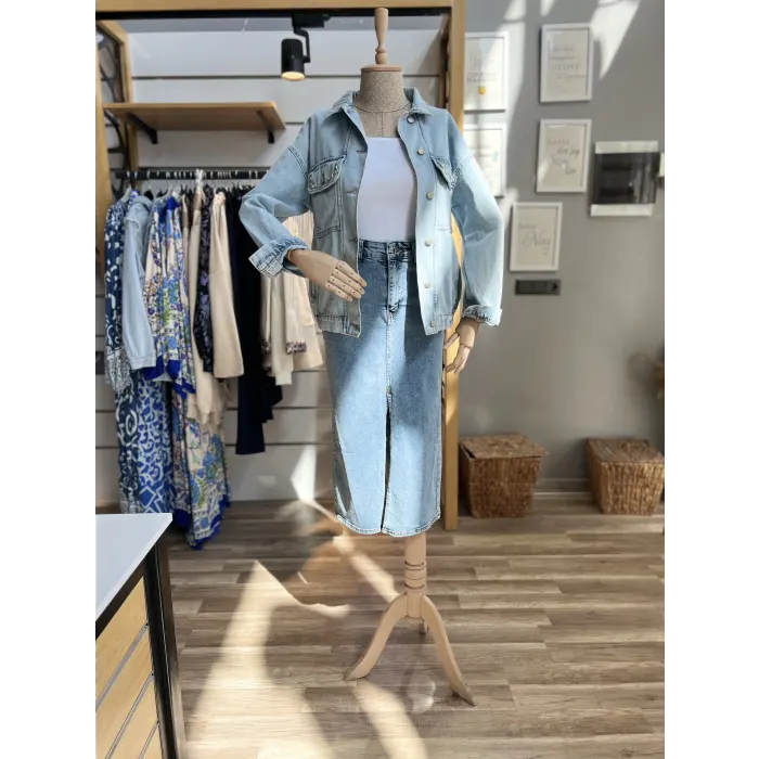 Decatuty Nakışlı Taş Çakımlı Kot Ceket