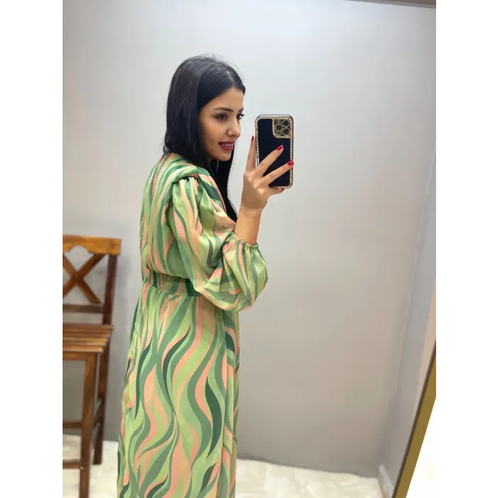 Deep Bel Büzgülü Sırt Gipeli Elbise