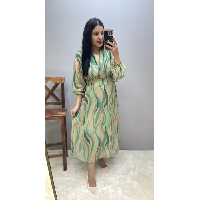 Deep Bel Büzgülü Sırt Gipeli Elbise