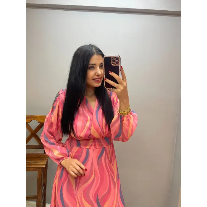 Deep Bel Büzgülü Sırt Gipeli Elbise