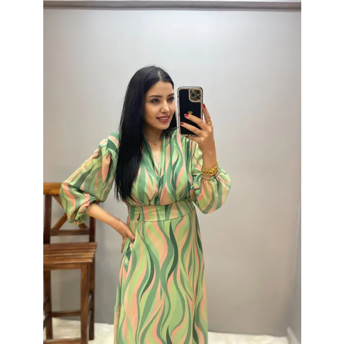 Deep Bel Büzgülü Sırt Gipeli Elbise