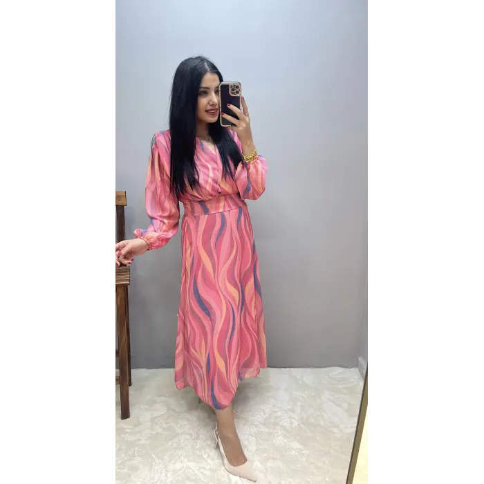 Deep Bel Büzgülü Sırt Gipeli Elbise