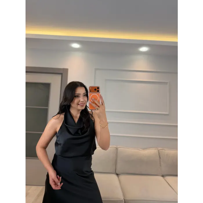 Degaje Yaka Saten Bluz