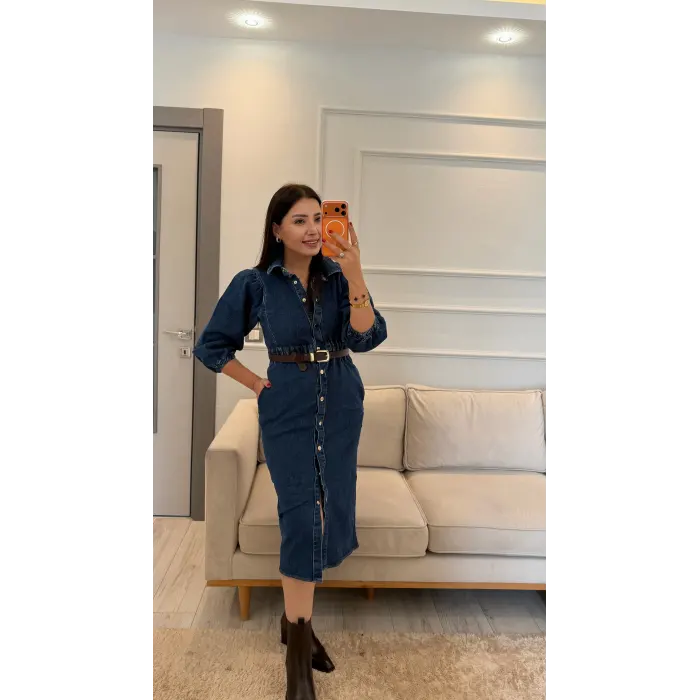 Denim Kot Elbise
