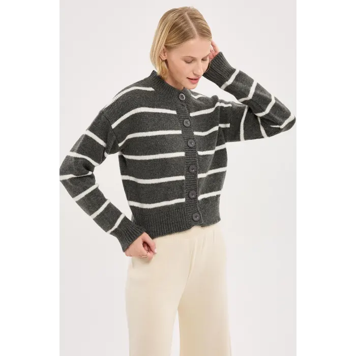 Dissol Sakallı Çizgili Triko Hırka