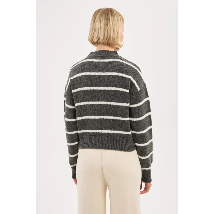 Dissol Sakallı Çizgili Triko Hırka