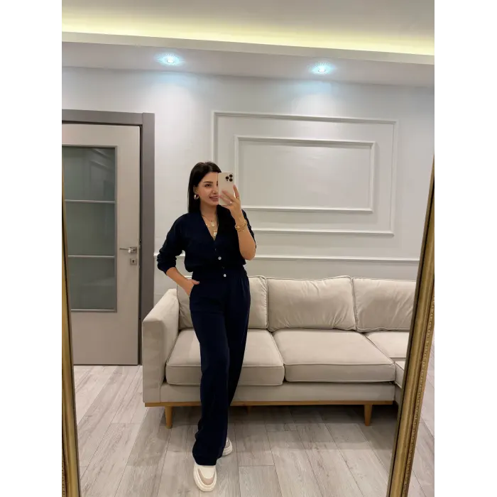 Düğme Detaylı Modal Eşofman Takım