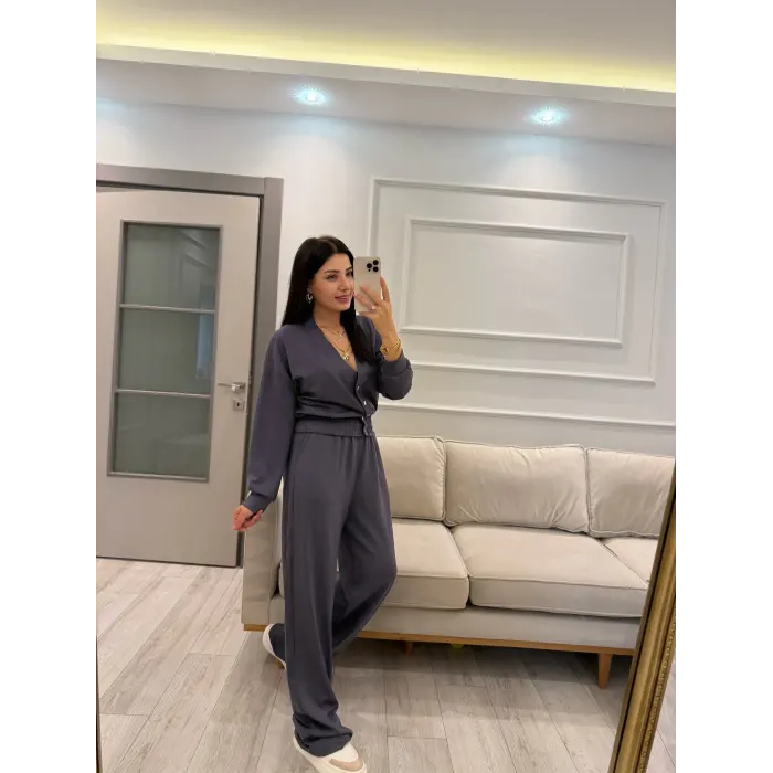 Düğme Detaylı Modal Eşofman Takım