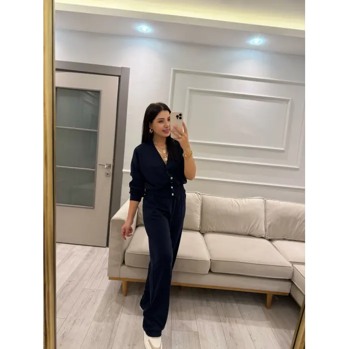 Düğme Detaylı Modal Eşofman Takım