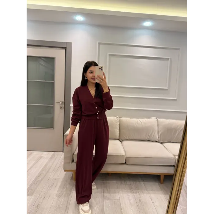 Düğme Detaylı Modal Eşofman Takım