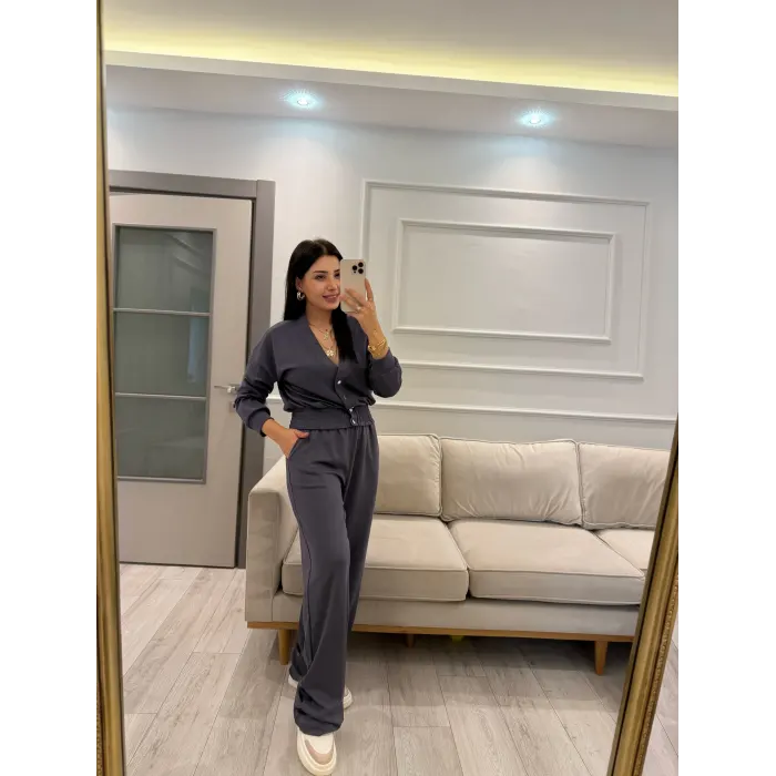 Düğme Detaylı Modal Eşofman Takım