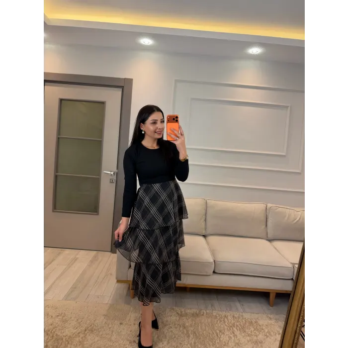 Etek Kat Kat Garnili Elbise