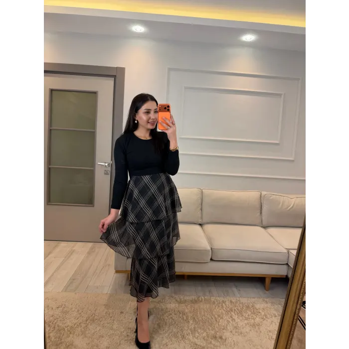 Etek Kat Kat Garnili Elbise