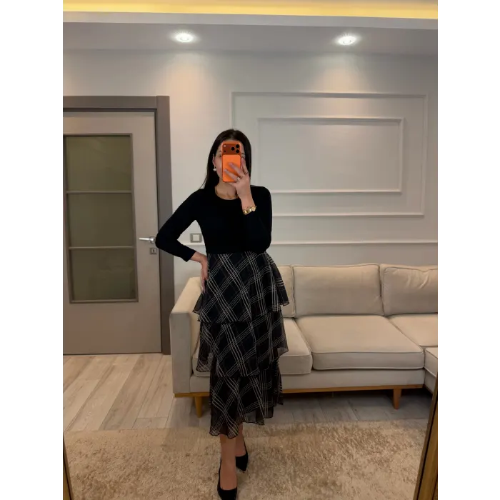 Etek Kat Kat Garnili Elbise