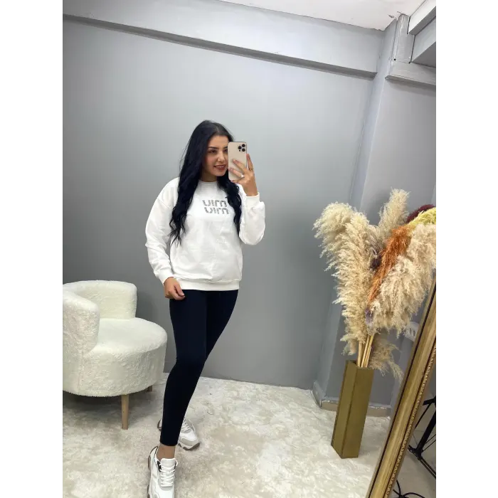 Evelin Miu Miu Serpme Taşlı Sweatshirt