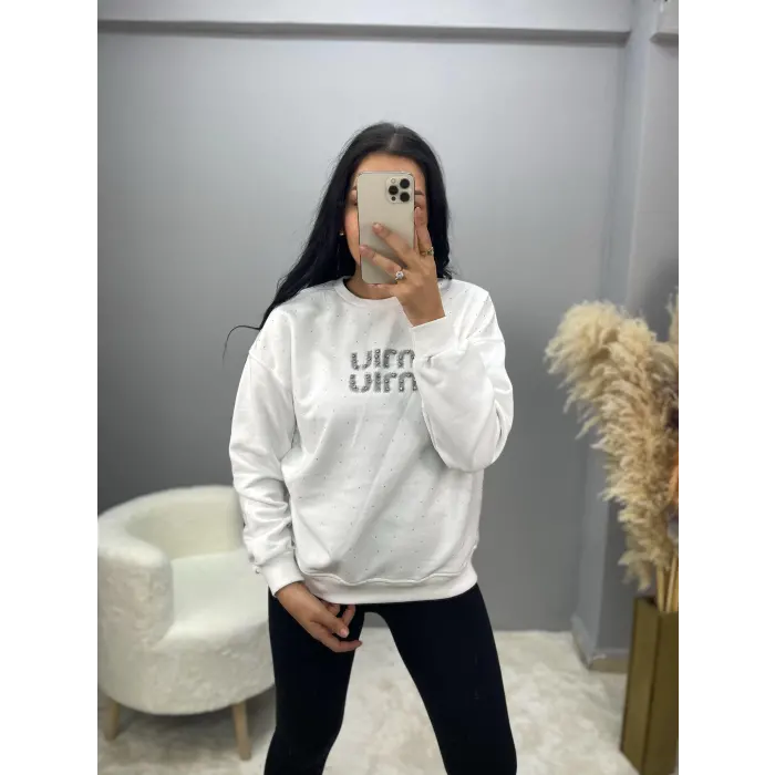 Evelin Miu Miu Serpme Taşlı Sweatshirt
