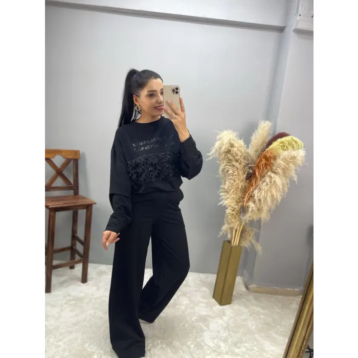 Ferla Ön Fırfırlı Taşlı İkili Takım