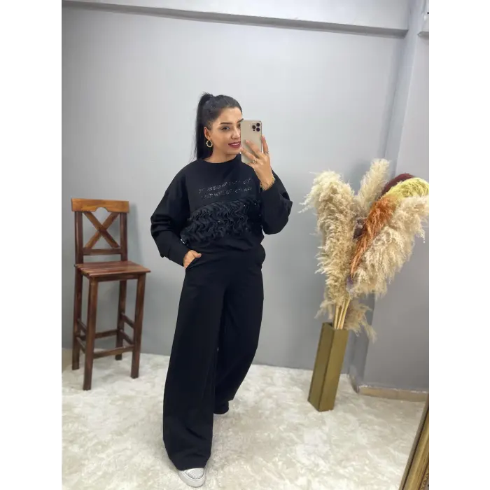 Ferla Ön Fırfırlı Taşlı İkili Takım