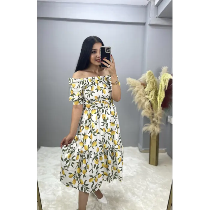 Finlay Limon Desenli Gipeli Elbise