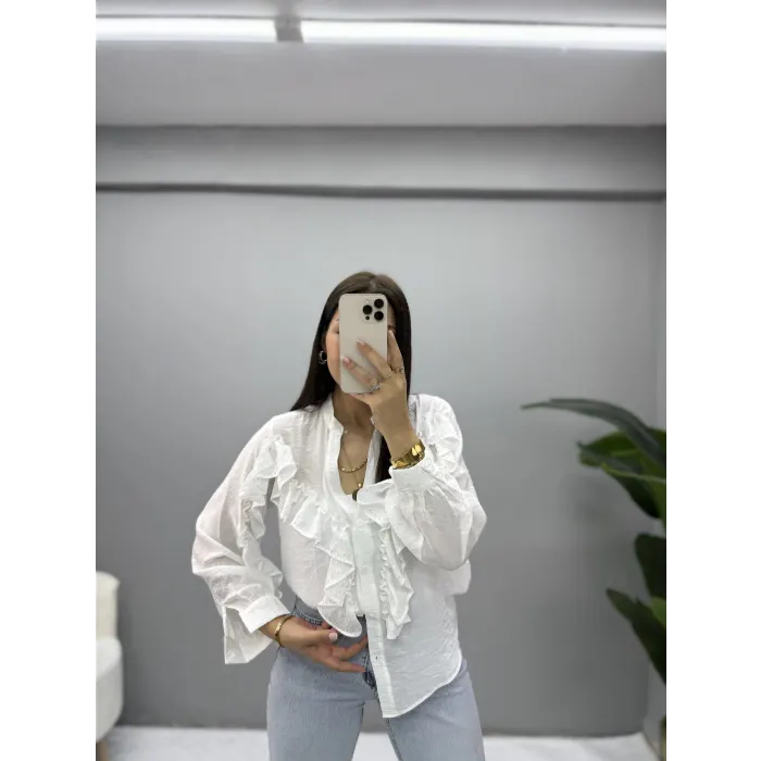 Fırfırlı Taşlı Gömlek