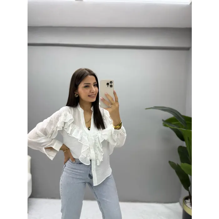 Fırfırlı Taşlı Gömlek