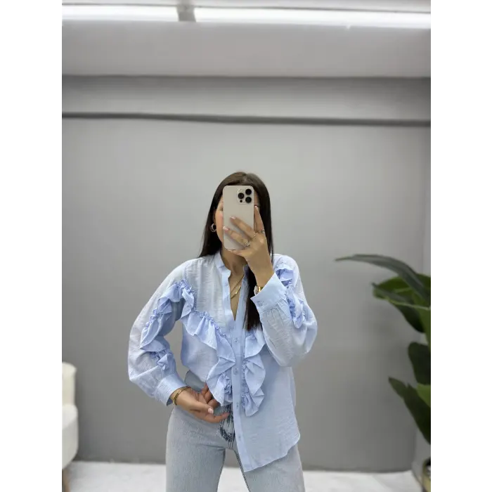 Fırfırlı Taşlı Gömlek