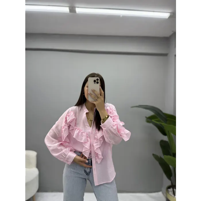 Fırfırlı Taşlı Gömlek