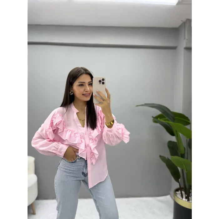 Fırfırlı Taşlı Gömlek