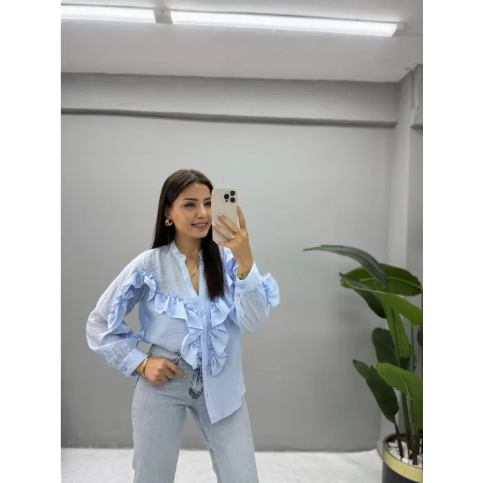 Fırfırlı Taşlı Gömlek