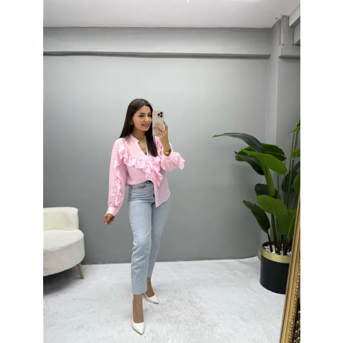 Fırfırlı Taşlı Gömlek