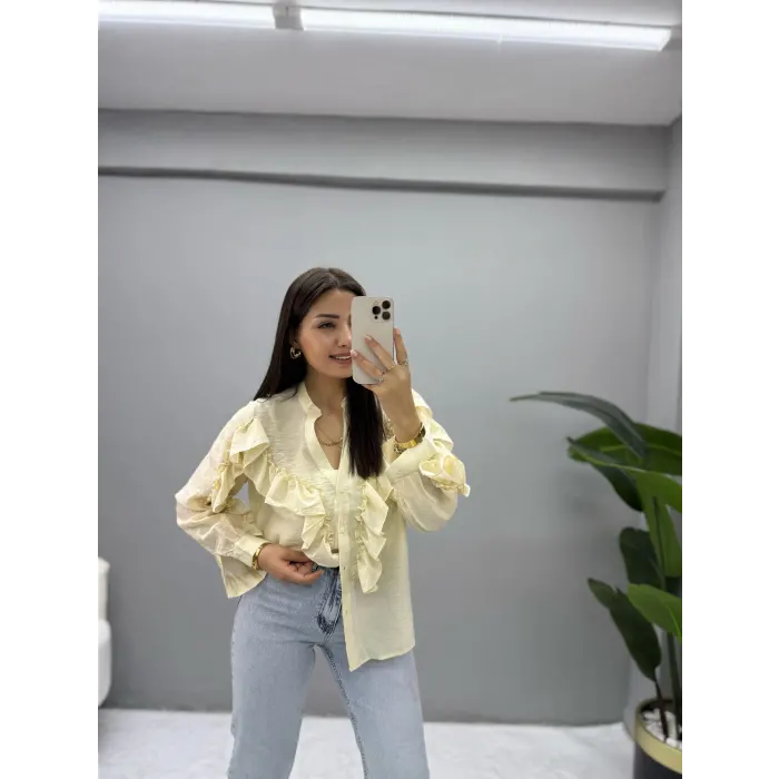 Fırfırlı Taşlı Gömlek