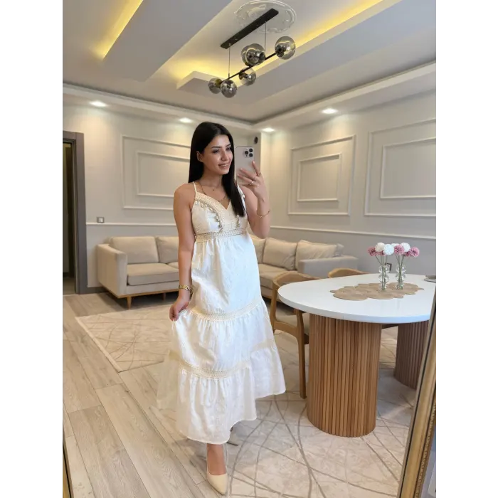 Fisto Taş Detaylı Askılı Elbise