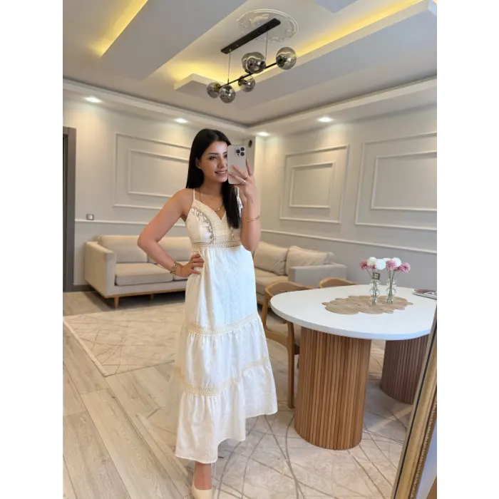 Fisto Taş Detaylı Askılı Elbise