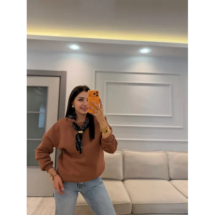 Fularlı Üç İplik Sweatshirt