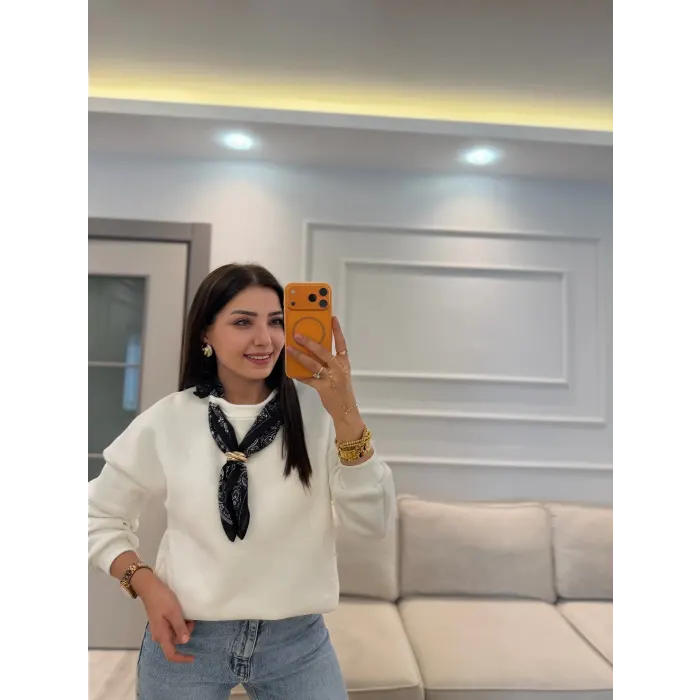 Fularlı Üç İplik Sweatshirt