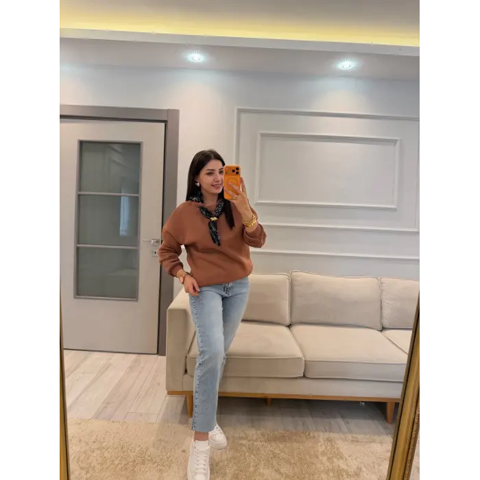 Fularlı Üç İplik Sweatshirt