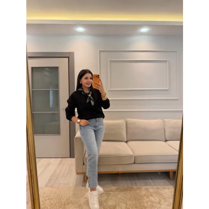 Fularlı Üç İplik Sweatshirt