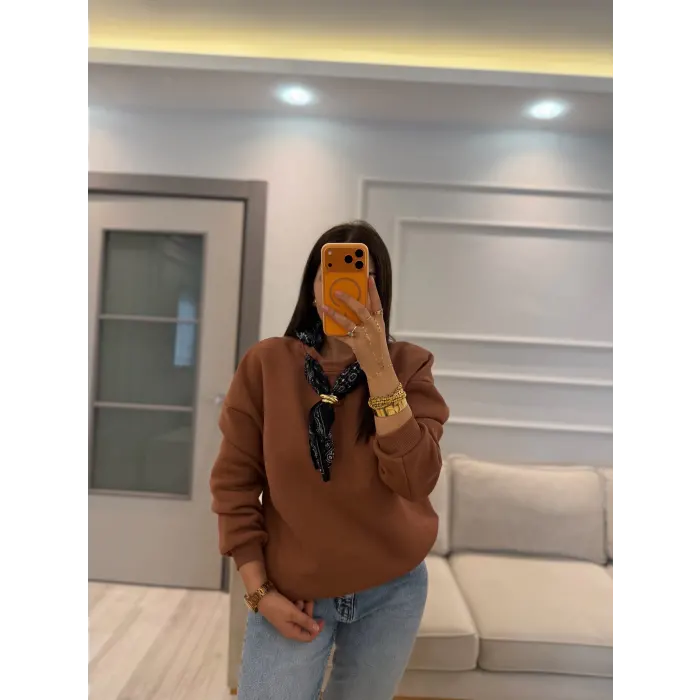 Fularlı Üç İplik Sweatshirt