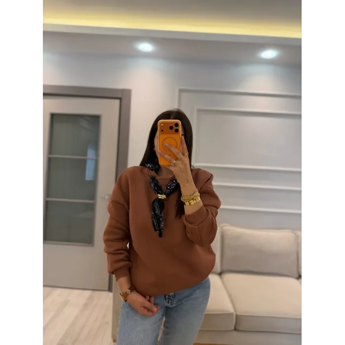 Fularlı Üç İplik Sweatshirt