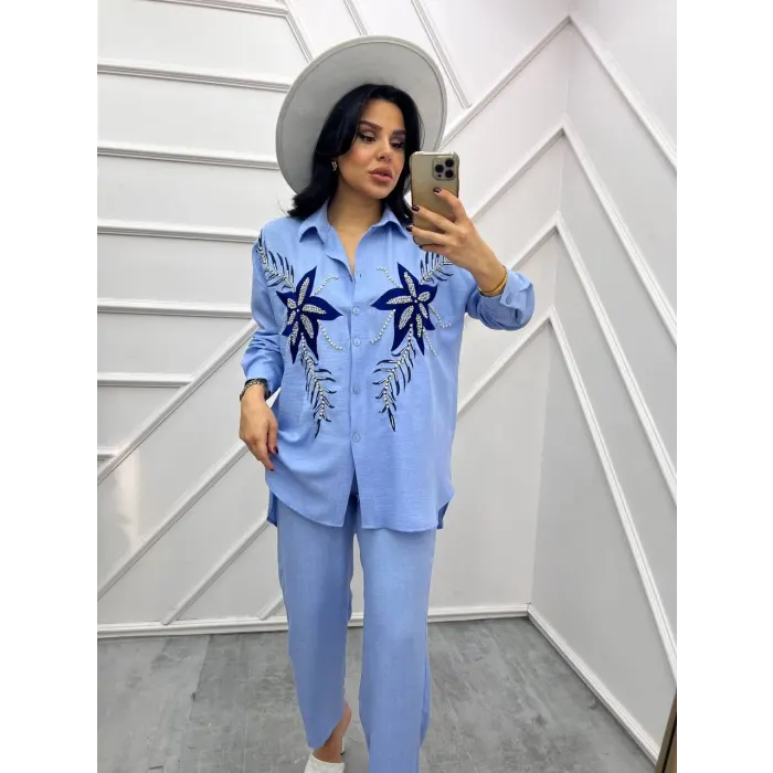 Giza Çiçek Taşlı İkili Takım