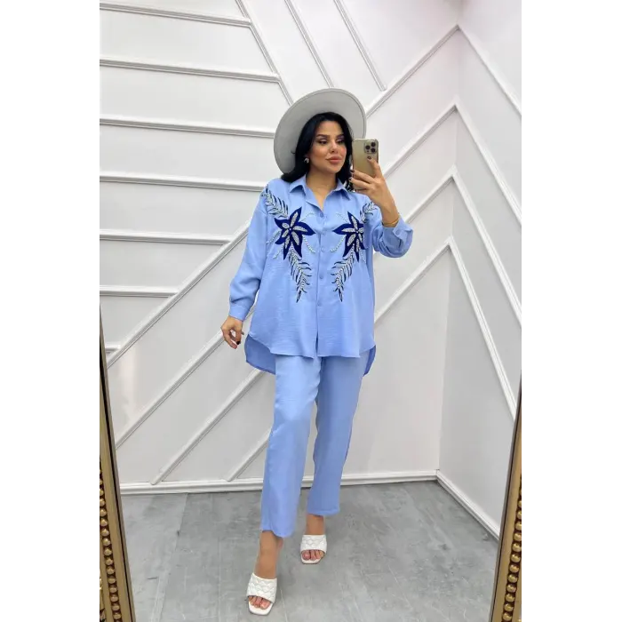 Giza Çiçek Taşlı İkili Takım