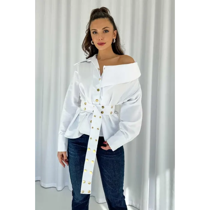 Gold Zımbalı Kemer Detaylı Marka Model Gömlek