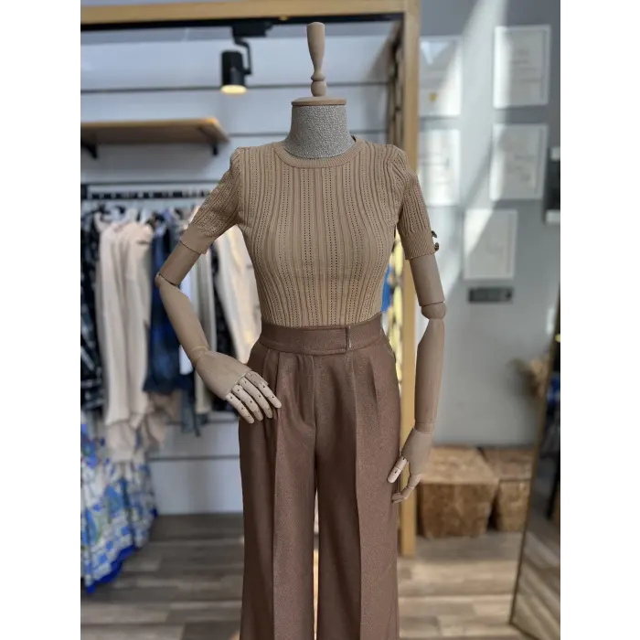 Grandes Kol Düğmeli Triko Bluz