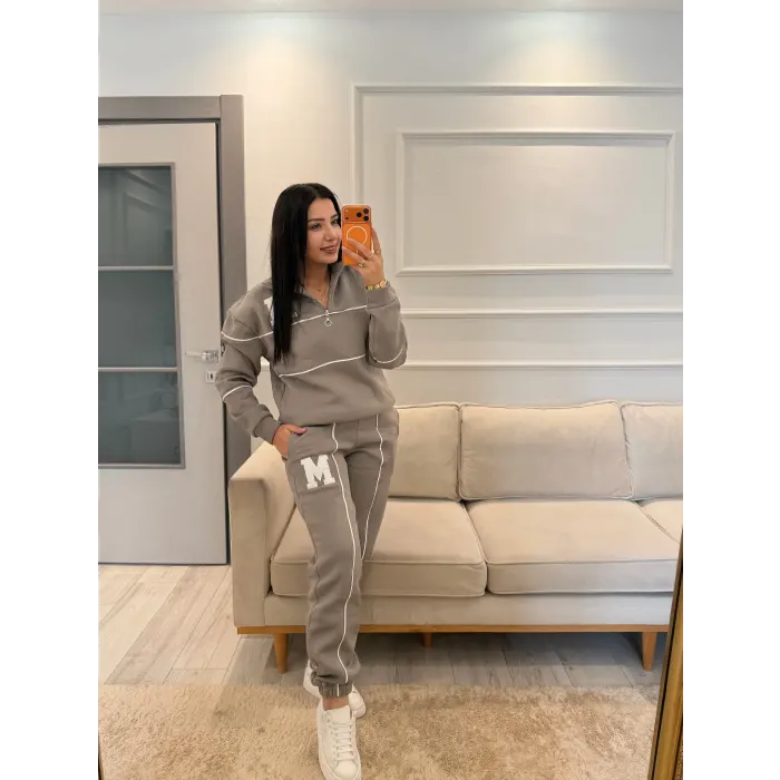 Harf Detaylı Üç İplik Eşofman Takım