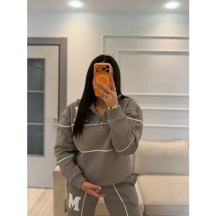 Harf Detaylı Üç İplik Eşofman Takım