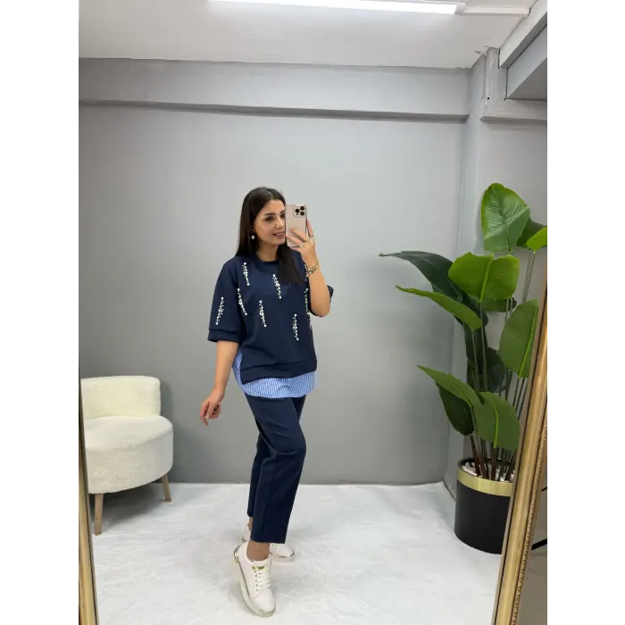 İnci İşlemeli Modal İkili Takım