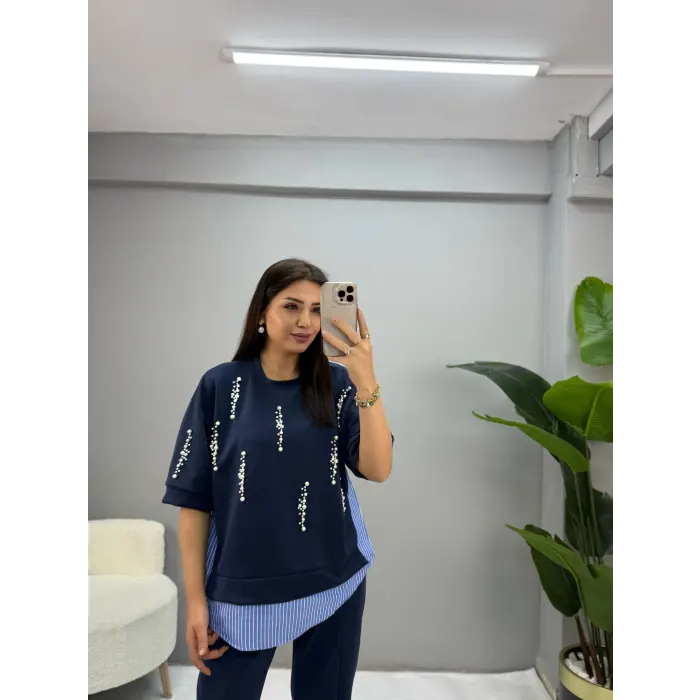 İnci İşlemeli Modal İkili Takım